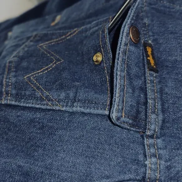 VTG Wrangler Western Denim Jacket Men LG Classic Trucker Dark Blue Jean Button - Picture 6 of 9